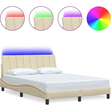 Maison Exclusive - Cadre de lit sans matelas Hanko crème 140x190 cm tissu (1/5)