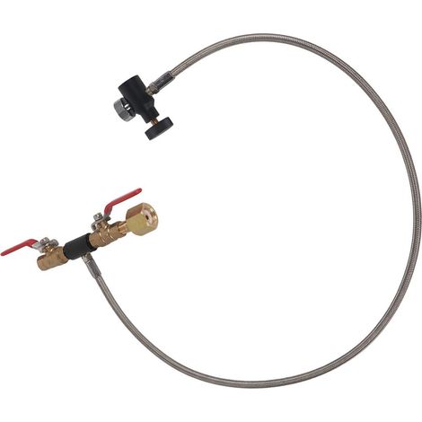 Adaptateur de remplissage de cartouche de CO2 CGA-320 avec tuyau pour réservoir de soda de 91 cm (36 pouces) avec manomètre (1/5)