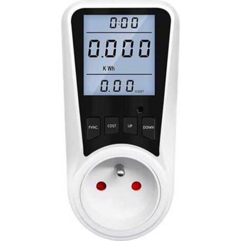 Compteur D Energie - Ecran LCD 7 Modes - Precision ±2% - 16 A 3680 W - Prise Europe - Blanc (1/5)