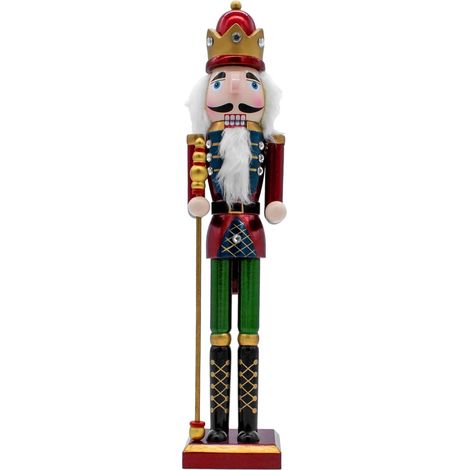 Traditionelle Holz Nussknacker Figur - 38 cm - König Deko Figur Weihnachten - Advent Weihnachts Tischdekoration Soldat
