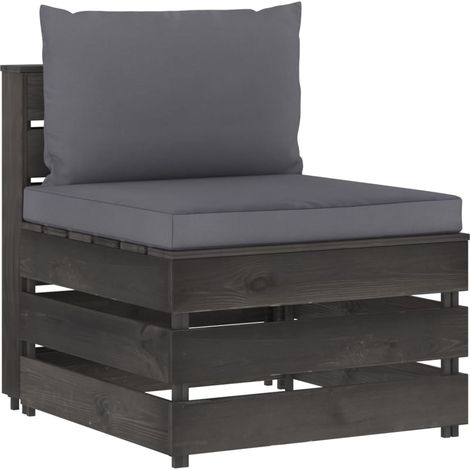 Canapé central sectionnel Contemporain - Sofa Divan Banquette - avec coussins Bois imprégné de gris Chic-905909 (1/4)