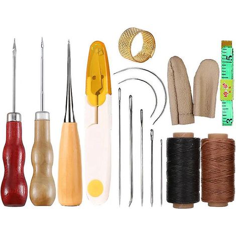 cuir Outils Kit Dequantit Voir Le Graphique Rparation  La Main Artisanat Cuir Fil Cir 8 Couleur Avec Aiguilles  Coudre Ciseaux Ruban  Mesurer Pour (1/5)