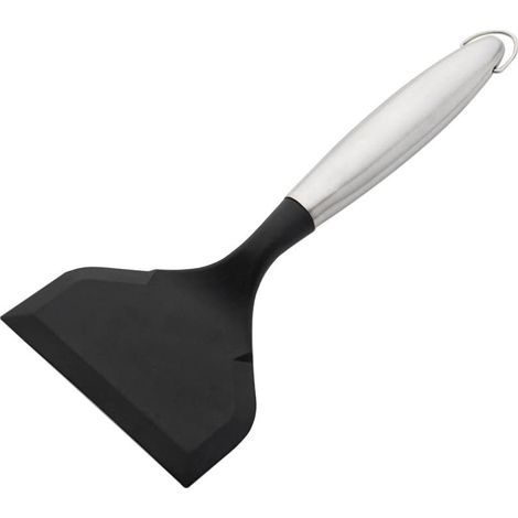 Spatule en silicone résistante à la chaleur et antiadhésive Tamagoyaki,Spatule à œufs,Spatule wok en acier inoxydable,Ustensiles de cuisine pour la pâtisserie, le mélange des omelettes,Noir (1/5)