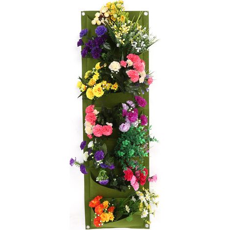 Pflanzbeutel für Garten, Balkon, Wand, Vertikale Blumenbeete, Hängepflanzgefäß (7 Taschen) (1/5)