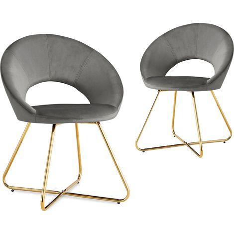 Lot de 2 chaises design en velours gris petra (1/5)