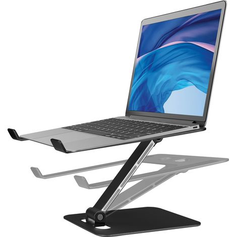 JF HOME BLISS Laptop Stand Adjustable Height, Ergonomic Foldable Computer Stand for Desk, Aluminum Ventilated Laptop Cooling Pads for 10-16" Laptops (Black) (1/5)