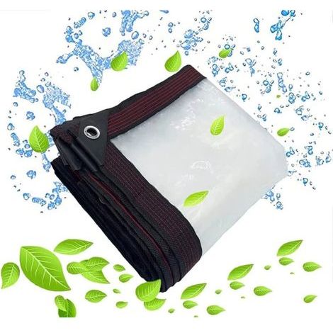 Lona impermeable transparente con ojales - para muebles de jardín - apta para uso exterior - resistente a la lluvia - aislante para plantas - a prueba de polvo - con cordón ajustable de 2 x 2 m (1/4)