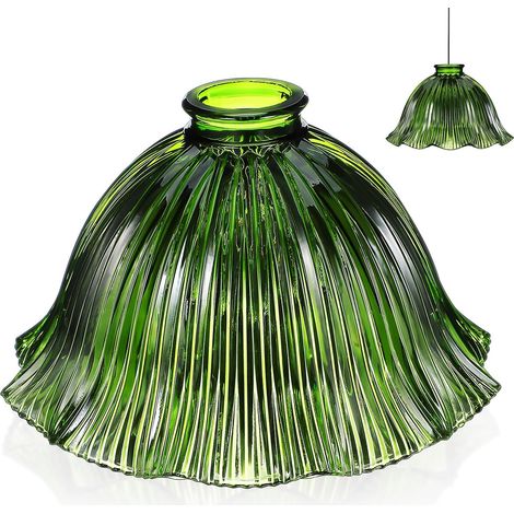 Abat-jour et de rechange en verre vert vintage, facile à installer, style rétro, pour lampes (1/5)