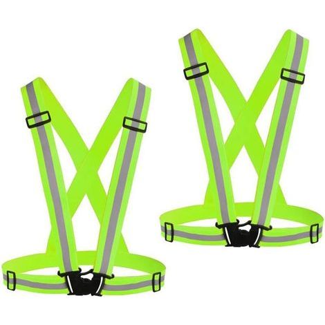 Gilet réfléchissant Running Gear 2 pcs, maillot de corps de sécurité réglable haute visibilité, adapté à l'équitation de nuit, à la randonnée, au jogging, à la promenade du chien (1/5)