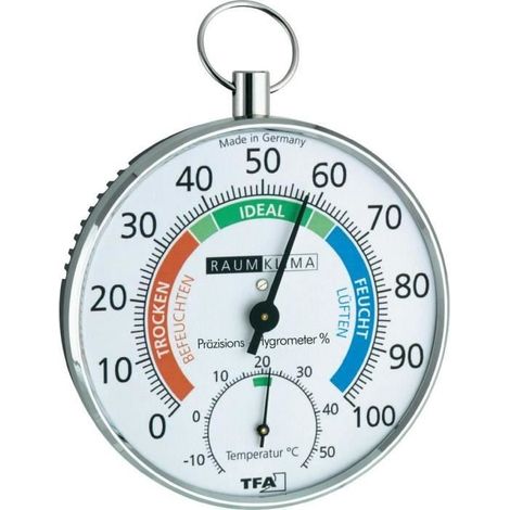 TFA Chrome Thermo-Hygrometer – Misst Temperatur und Luftfeuchtigkeit in Innenräumen – Anzeige auf dem Bildschirm