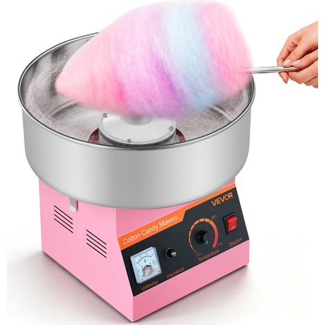 Machine à Barbe à Papa Électrique 1000 W, Appareil à Barbe à Papa avec Bol en Acier Inoxydable de 38 cm et Cuillère à Sucre, Nettoyage Facile, pour Faire des Bonbons, Fêtes Anniversaires, Rose (1/5)
