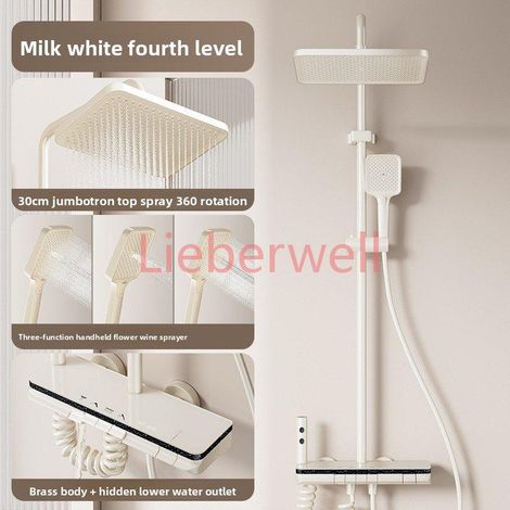 Ensemble de douche tout en cuivre avec affichage numérique intelligent thermostatique, suite complète pour les marchés domestiques US et EU (1/5)