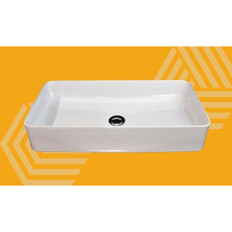 Exagonshop Lavabo 60,5x35,5 da appoggio in ceramica Bianco lucido