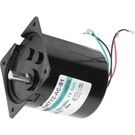 Moteur synchrone AC 220V 60W XD80KTYZ avec support condensateur, rotation bidirectionnelle CW/CCW, grande torsion, faible vitesse 80 tr/min, usage industriel. (1/5)