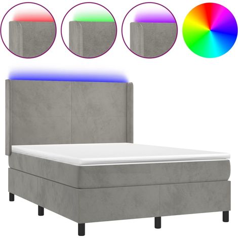 Maison Exclusive - Sommier à lattes de lit matelas et LED Gris clair 140x190 cm (1/5)