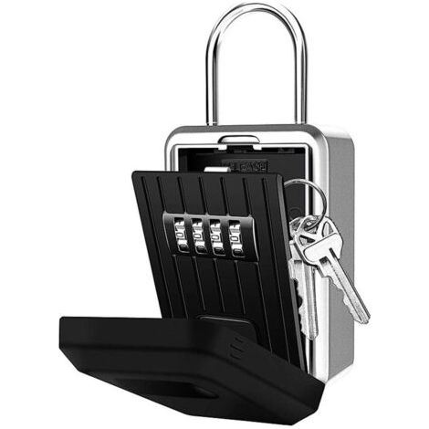 Boite à Clé Sécurisée Montage Mural Boite a Clef avec Code Numérique à 4 Chiffres, Extra Grande Lock Box Coffre a Clefs Exterieur avec Anse, Format XL Boîte à Clés à Code Noir (Avec housse étanche) (1/5)