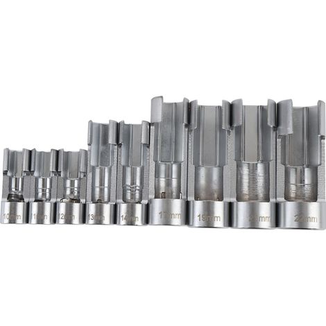 [JAMAIS UTILISÉ]Jeu de 9 douilles pour conduites de carburant, 10-22 mm, entraînement 3/8" et 1/2", en acier CRV, pour la réparation automobile (1/5)