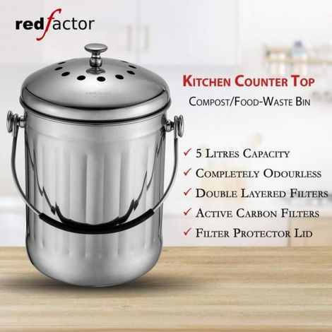 Seau À Compost - Acier Inoxydable 201 - 5 L - Pour Comptoir De Cuisine - 1 Pièce (1/4)