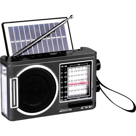 Poste Radio Portable AM/FM FM à Énergie Solaire avec Éclairage (1/5)