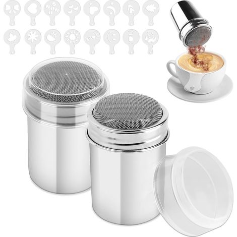Lntyq Saupoudreuse à Sucre Glace, saupoudreuse cacao,Saupoudreuse Cacao, Sucrier Pour Sucre en Poudre, avec Couvercle, Adaptés à la Poudre de Matcha,pour Cacao Epice Poudre Cappuccino Sucre