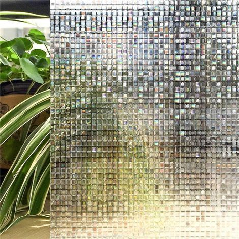Pellicola per finestre con motivo a mosaico 3D, autoadesiva, senza colla, a colori variabili, per finestre e porte in vetro del bagno (60x200 cm) (1/5)