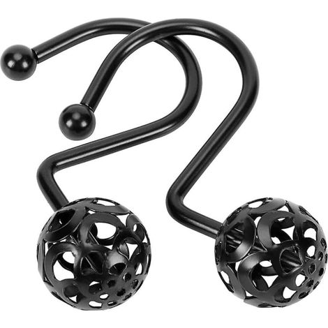 Lot de 12 crochets de rideau de douche boule creuse, qualité premium en acier inoxydable, anneaux pour tringle de salle de bain, finition luxueuse, résistants à la corrosion, pour barre de douche, pac (1/5)
