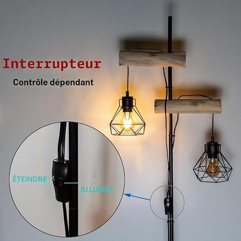 Floor Lamp with Adjustable Metal Head, LED Included, Black (1/4)
