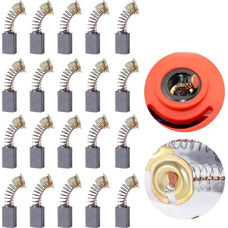 20Pcs Balais Charbon pour Réparation Pièces Rechange Moteurs Électriques, Balais en Charbon Universel Charbon Machine Brosses Carbone pour Ponceuses, Scies Circulaires 10mm x 6mm x 16mm (1/5)