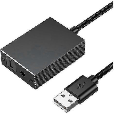 Adaptateur USB vers optique SPDIF Toslink et sortie audio 3,5 mm en aluminium pour PS5, PS4, TV, PC, ordinateur portable et smartphone (sortie haut-parleur). (1/5)