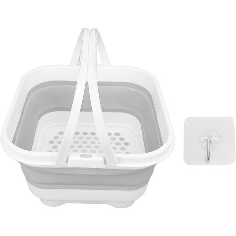 Porte-jouets de bain avec base amovible, séchage rapide, grande capacité, joli bac de rangement pliable pour salle de bain, articles de toilette, serviettes, blanc + gris (1/5)