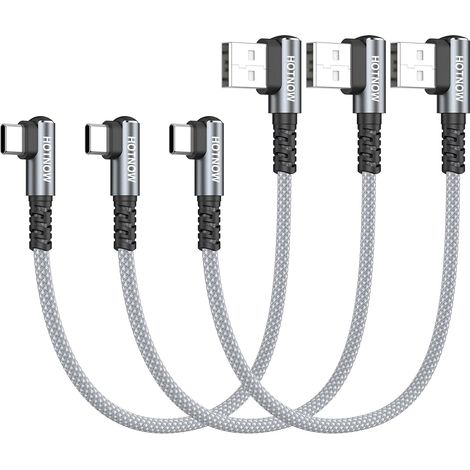 Câble USB C Coudé 30cm Lot de 3, 3A 90 Degrés Cable USB A Vers USB C Court (1/5)