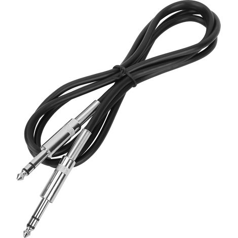 Câble audio guitare électrique 6,35mm double piste, 1,85m, surface plastique noire, jack stéréo, connectique robuste pour instrument (1/5)