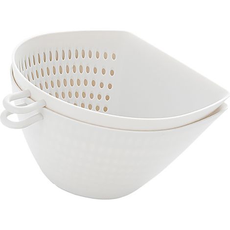 Vegetable Drain Basket Double Layer Plastic Kitchen Colander Bowl Set with Handle for Fruit Food