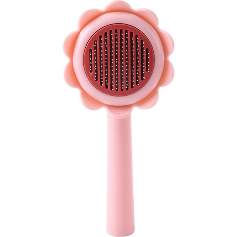 Brosse de soin pour le pelage des chats et des chiens, brosse autonettoyante pour démêler et enlever les poils morts (rose)-AquaForge (1/5)