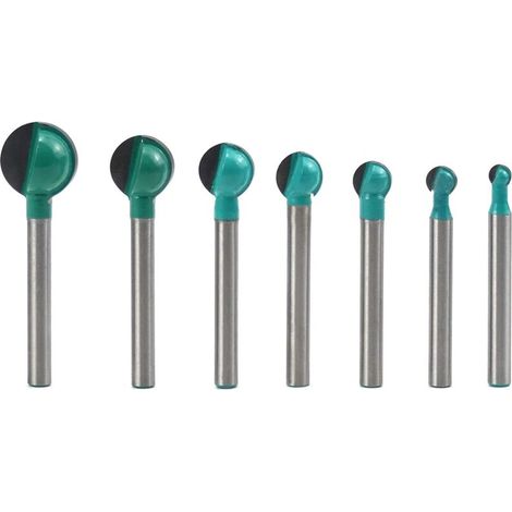7pcs 6mm Shank Round Bottom Wood Router Bits 6/8/10/12/14/16/19mm Milling Cutter Core Box Bits Slotting Cutter for Router Cutting Tool Milling Cutter