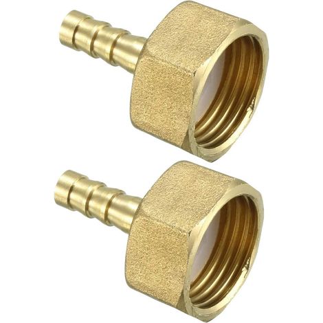 Raccord Cannelé Tuyau en Laiton 6,5mm Barbelé 2Pcs (1/4)