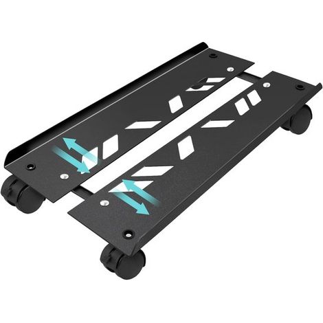Computerständer – CPU-Halterung – CPU-Halterung aus Stahl – Teleskopständer 20–26 cm – 4 Rollen – Verstellbarer und mobiler Ständer, kompatibel mit den meisten Desktop-Computern – 50 x 26 cm – Schwarz