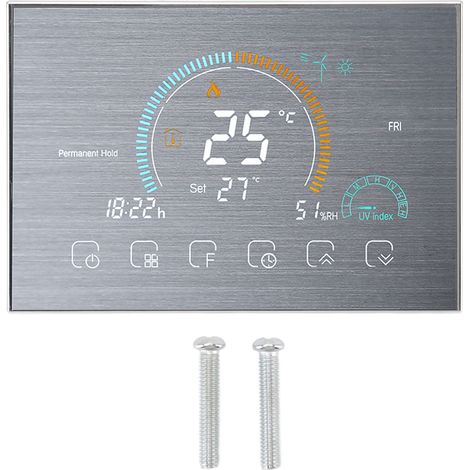 Thermostat Wi-Fi intelligent avec commande vocale et écran LCD, interface chaudière, régulateur de température pour maison, argent brossé, AC 95-240V (1/5)