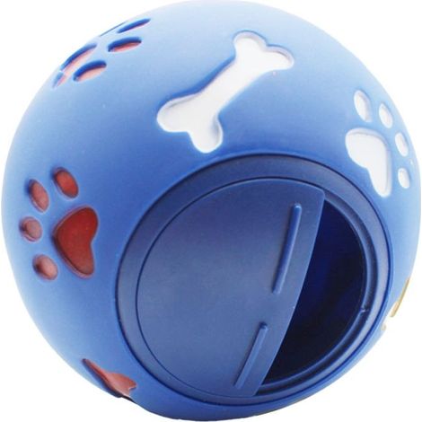 Boule distributrice de friandises pour chien, alimentation lente, jouet puzzle à mâcher réglable pour chiot, chat, bleu M 11 cm de diamètre (1/5)