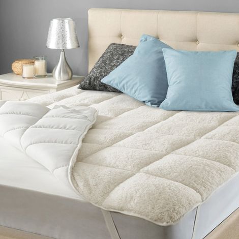 Surmatelas Sherpa Blanc 160x200 cm - Réversible été hiver (1/3)