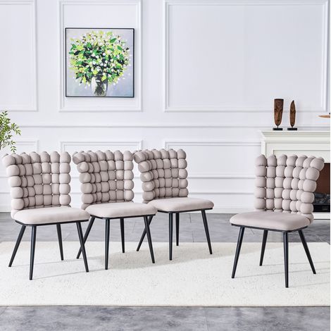 Stuhl Esszimmerstuhl modern Samt Metall Hellgrau OKMYHOME (1/5)