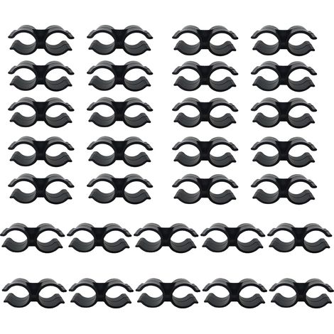 Lot de 30 Colliers de Serrage Plastique PVC, Collier Serrage Tuyau Doubles pour étagère, Connecteur de Chaîne, Panneaux de Clôture, Accessoires de Fixation, Noir (1/5)