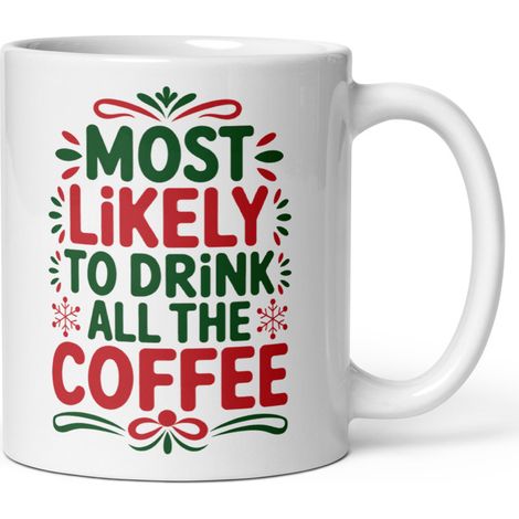 Tasse En Céramique - 11 Oz - Blanche Brillante - Motif Noël - Usage Maison Bureau - 1 Pièce (1/3)