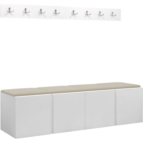Mobilier1 – Ensemble de meubles d'entrée stratifié blanc – Dimensions 420x1680x460mm – Panneau mural souple absorbant le son – Fabriqué en Union Européenne
