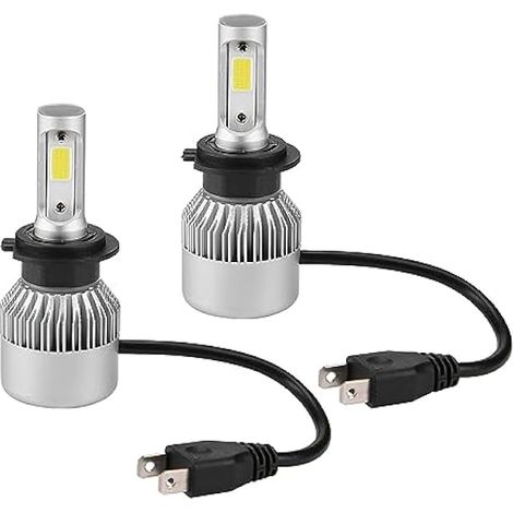 aqxreight Ampoules de Phares LED H7 36W 8000LM, Puce COB, Faisceau Hi/Lo avec Ventilateur intégré et Dissipateur Thermique en Aluminium pour Voitures, Camions, SUV (1/4)