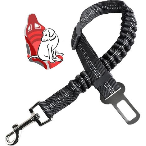 Ceinture de sécurité pour chien, réglable jusqu'à 80cm, noire (1/5)