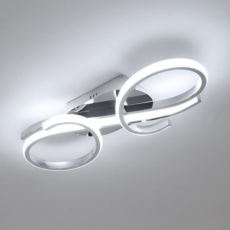 GOECO Modern LED Ceiling Light, 36W 6500K Cool White Light, Chrome Design for Living Room, Bedroom, Dining Room [Energy Class E]