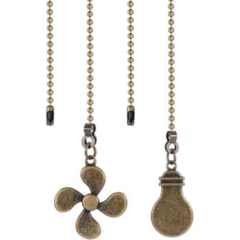 2 Pack Metal Pull Chain for 30cm Ceiling Fan Extension Cord Cable Decoration (Bronze) (1/5)