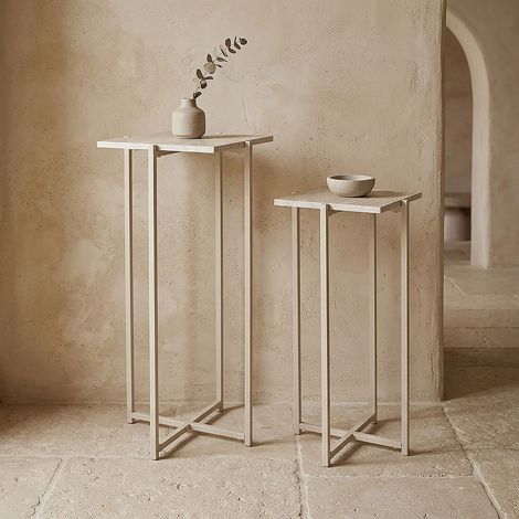Sellette - HOME DECO FACTORY - TERRA NOVA - Gigogne - Élégante - Blanc et beige (1/4)