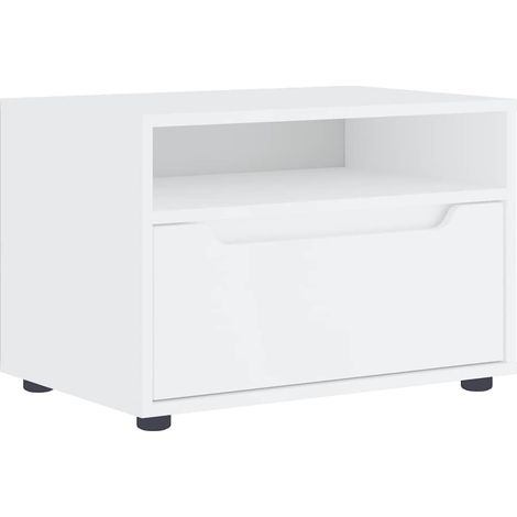 Mueble de TV moderno y compacto con cajón y estante 60 x 40 x 38 cm madera de ingeniería blanca 020058329